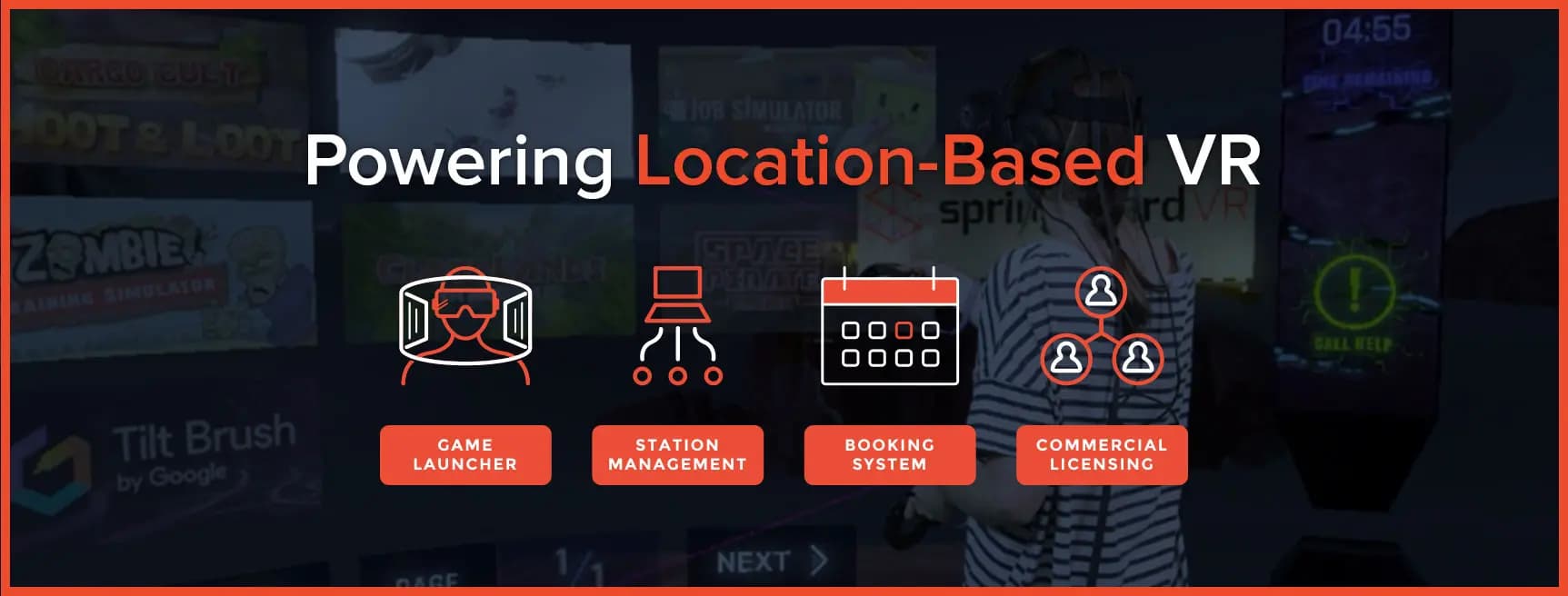 Interior view of Springboard VR vr games facility in Los Angeles