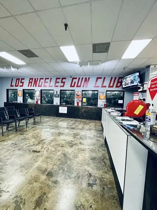 Interior view of The Los Angeles Gun Club shooting ranges facility in Los Angeles