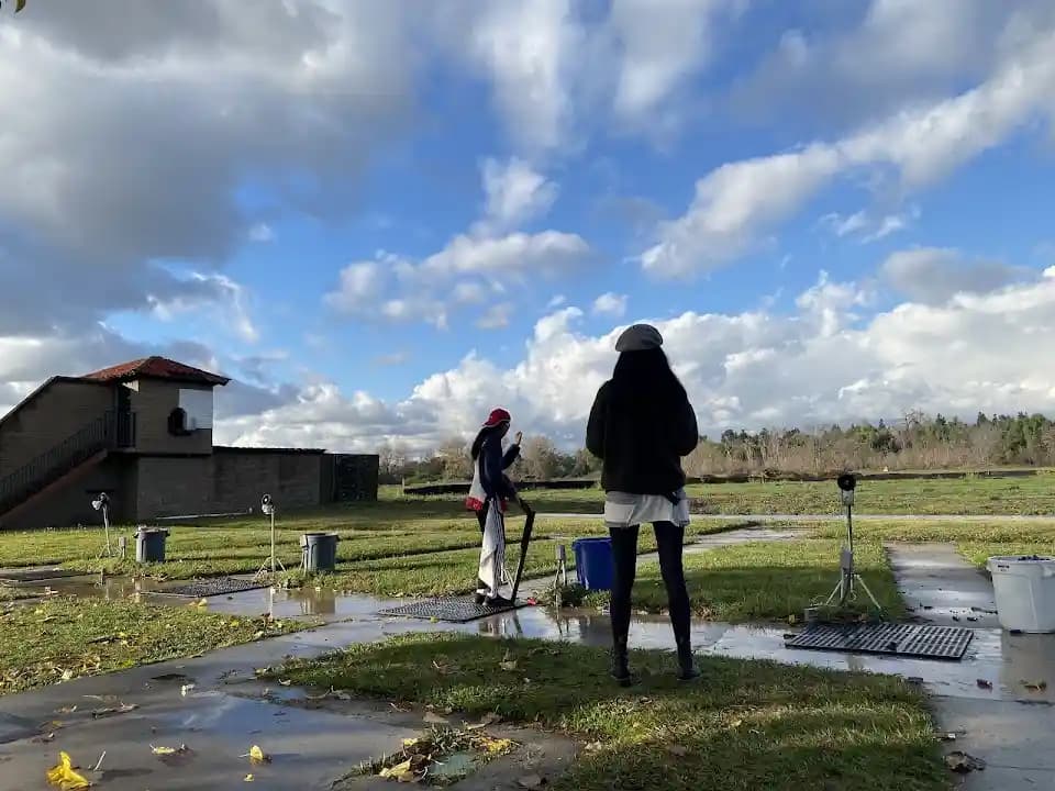 Interior view of LA Clays Shooting Sports Park shooting ranges facility in Los Angeles