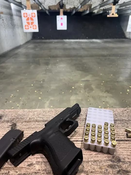 Interior view of Evan's Gun World shooting ranges facility in Los Angeles