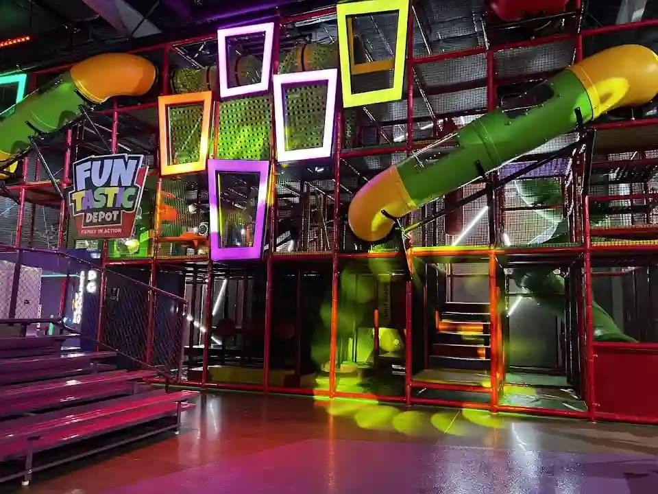 Interior view of Funtastic Depot - Indoor Amusement Park axe throwing facility in Orlando