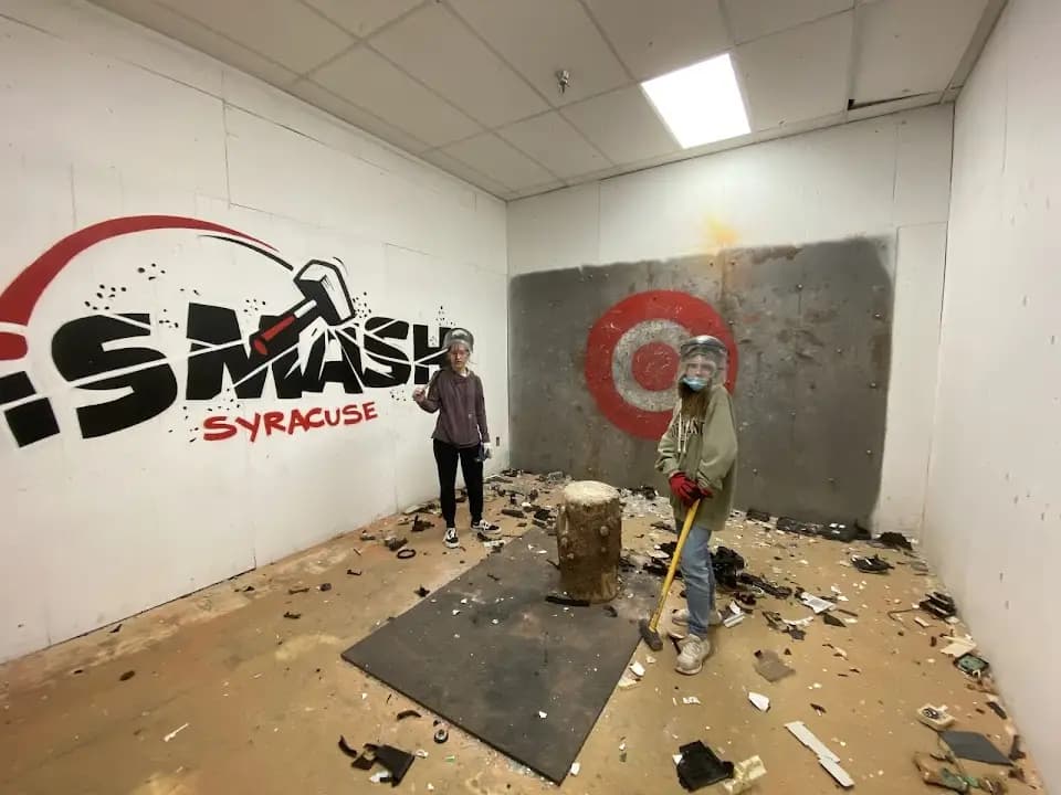 Interior view of iSmash Syracuse rage rooms facility in New York