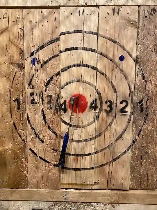 Interior view of Battle Axe axe throwing facility in Los Angeles