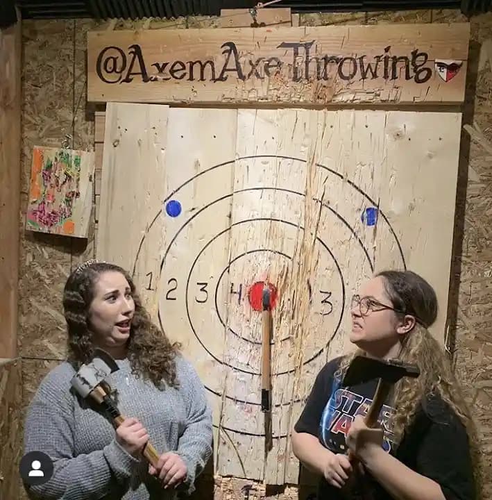 Interior view of Axem Axe Throwing axe throwing facility in Los Angeles