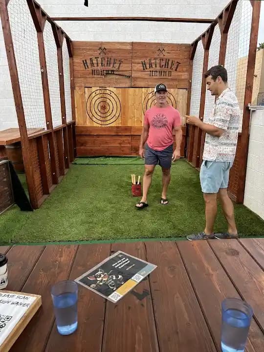 Interior view of Hatchet Hound Axe Throwing axe throwing facility in Los Angeles