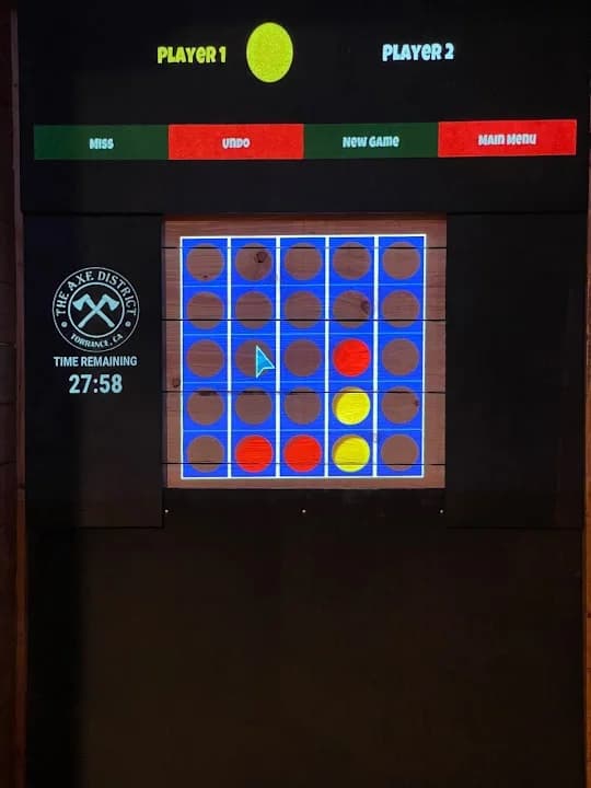 Interior view of The Axe District axe throwing facility in Los Angeles