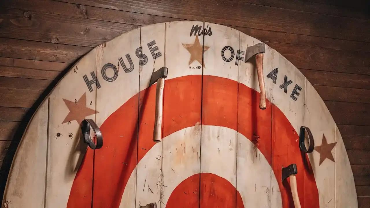 Photo of Mo's House Of Axe Restaurant, Bar, and Axe throwing axe throwing activities in Los Angeles