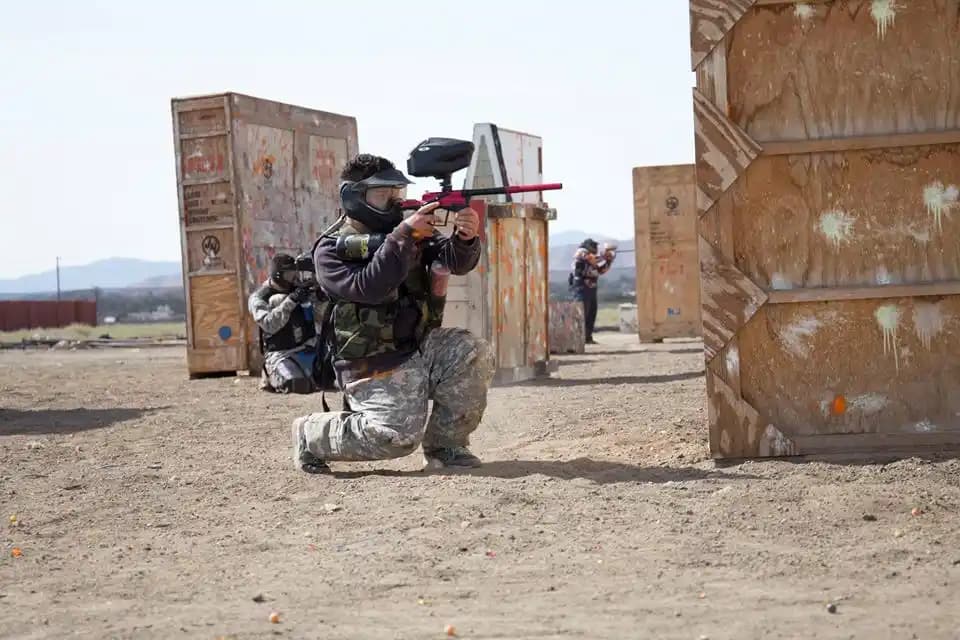 Interior view of Action Star Games Paintball Park paintball facility in Los Angeles