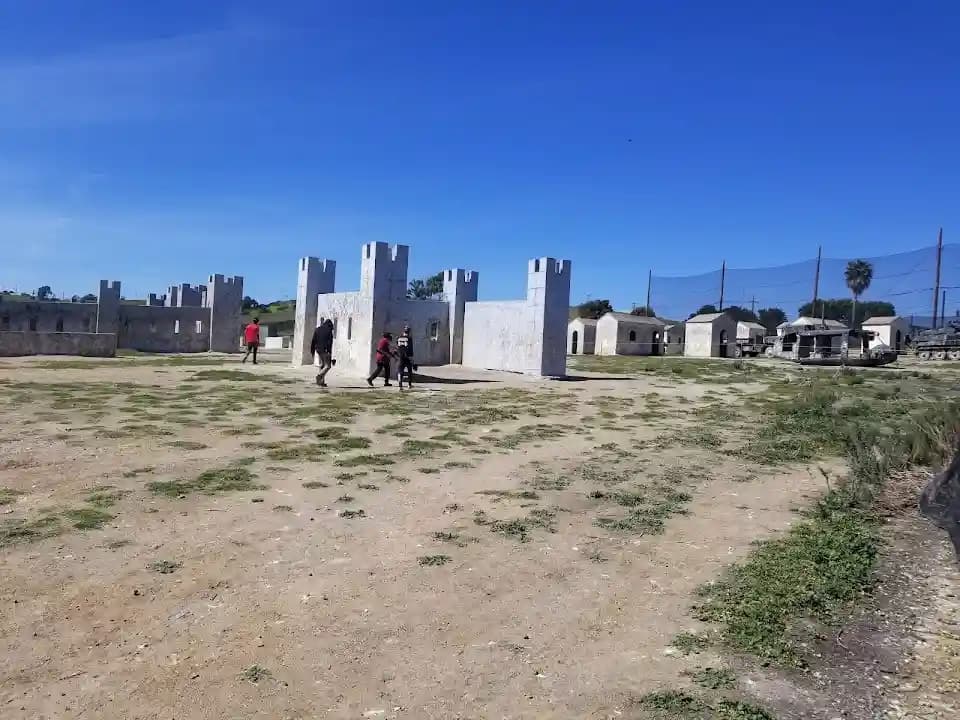 Interior view of The Paintball Park paintball facility in Los Angeles