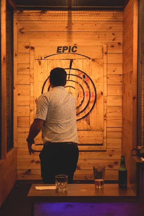 Interior view of Epic Axe Throwing axe throwing facility in Orlando