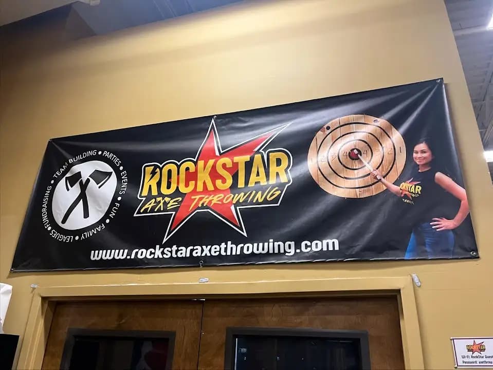 Interior view of Rockstar Mobile Axe Throwing axe throwing facility in Orlando