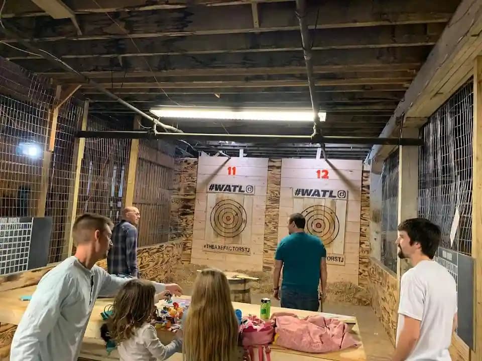 Interior view of The Axe Factor axe throwing facility in Glasgow