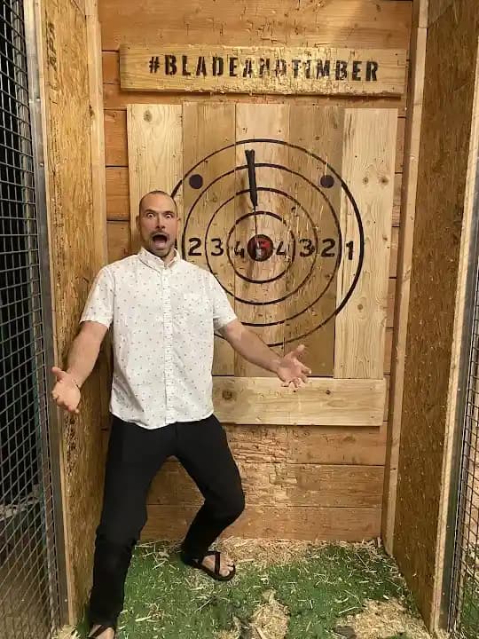 Interior view of Blade & Timber Axe Throwing - Lawrence axe throwing facility in Chicago