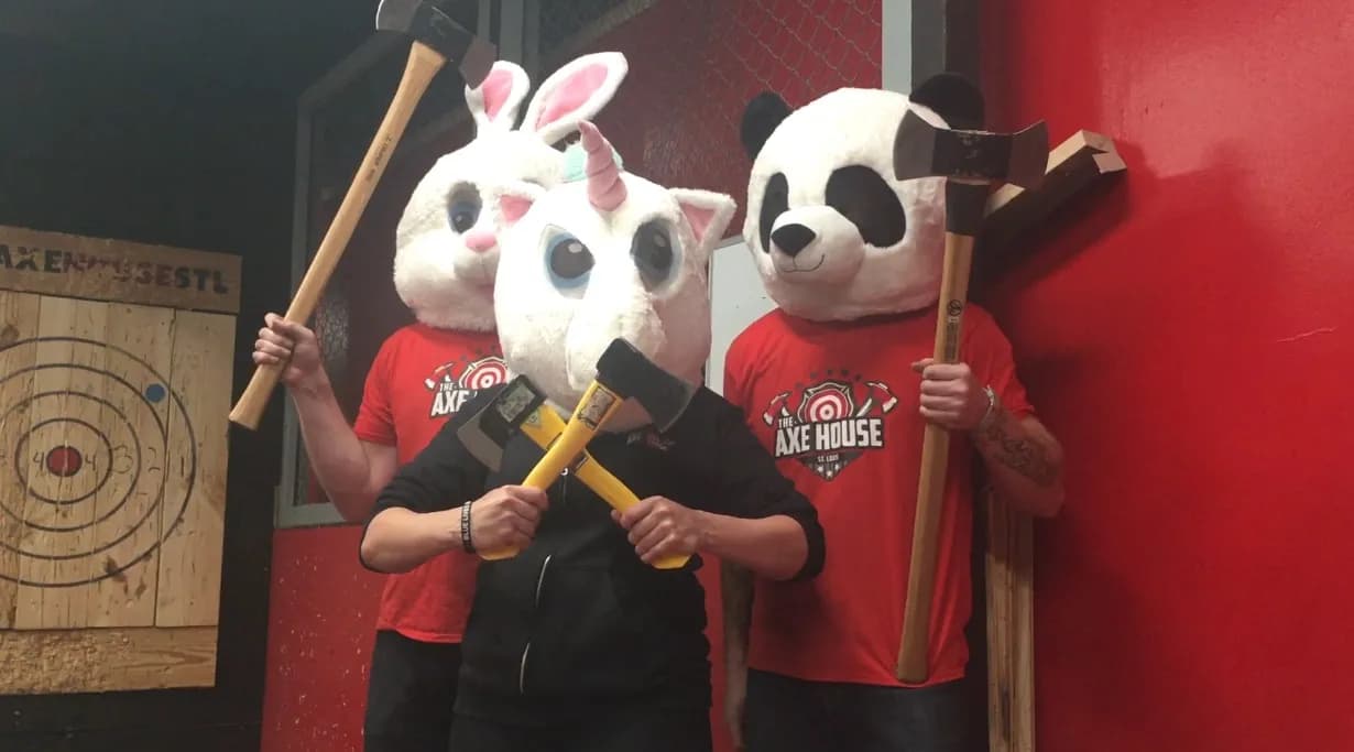 Interior view of The Axe House STL axe throwing facility in Chicago