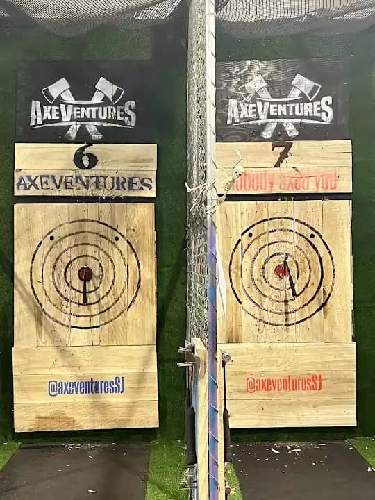 Interior view of AxeVentures Axe Throwing San Jose rage rooms facility in Chicago