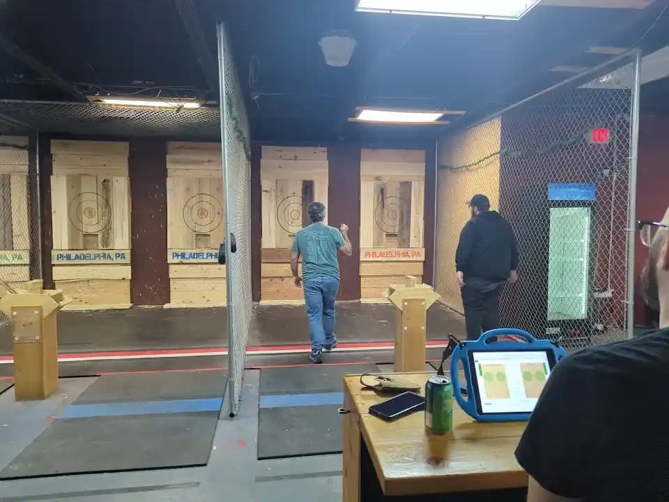 Interior view of Choppers Hatchet House axe throwing facility in Philadelphia