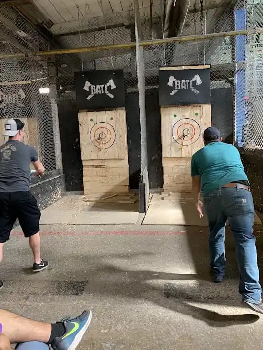Interior view of BATL Grounds | Port Lands axe throwing facility in Toronto