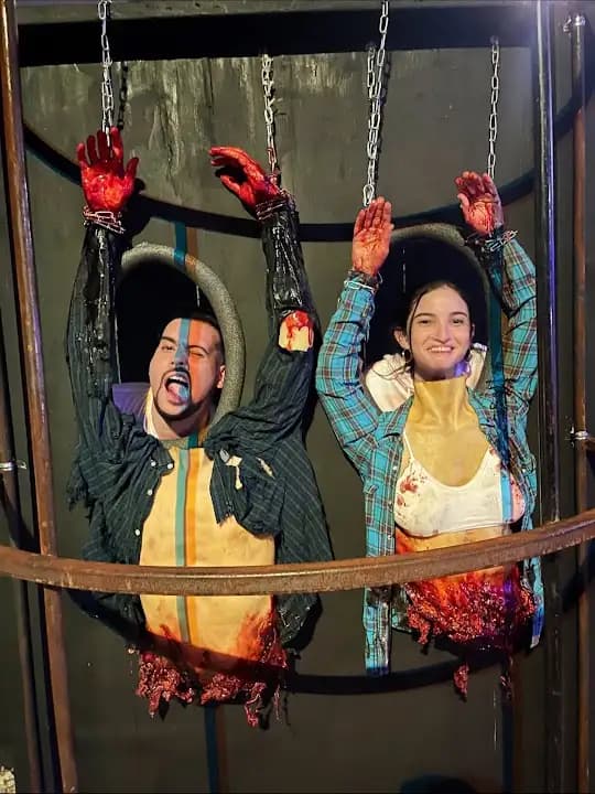 Interior view of Houston Terror Dome Haunted House axe throwing facility in Houston