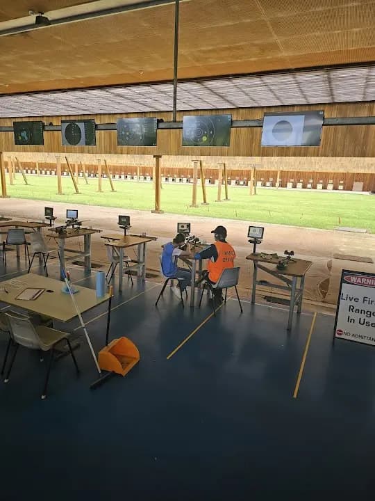 Interior view of Sydney International Shooting Centre shooting ranges facility in Sydney