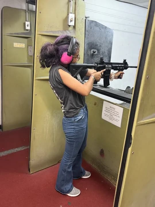 Interior view of Bullseye Range and Guns shooting ranges facility in Dallas