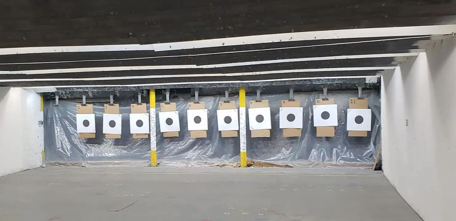 Interior view of Aurora Gun Club shooting ranges facility in Toronto