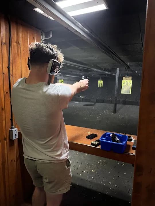 Interior view of High Noon Guns shooting ranges facility in Tampa
