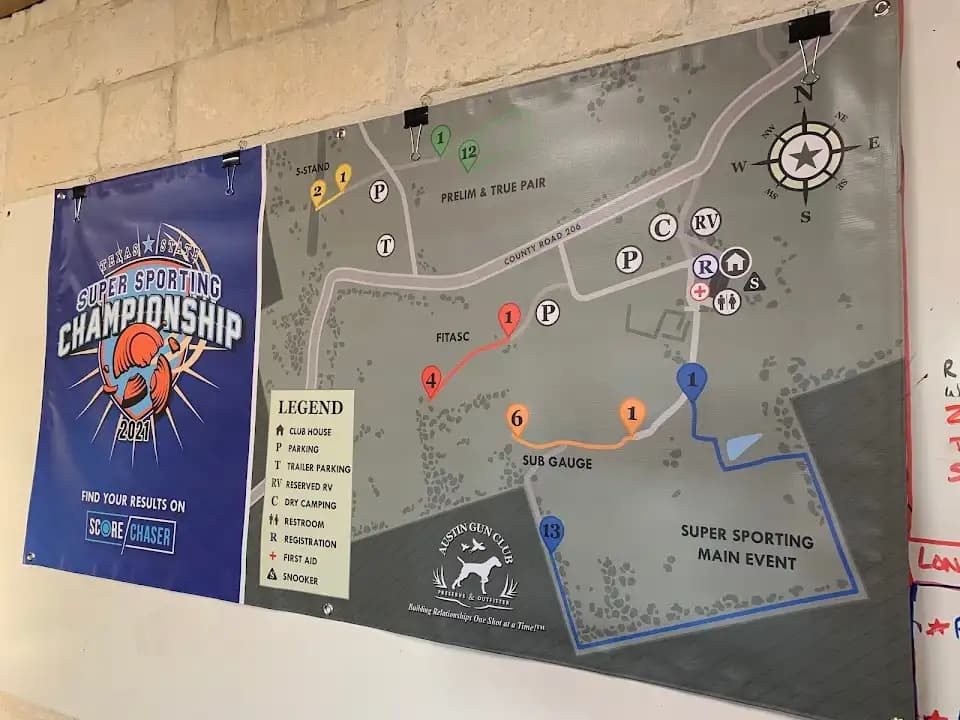 Interior view of Austin Gun Club shooting ranges facility in Austin