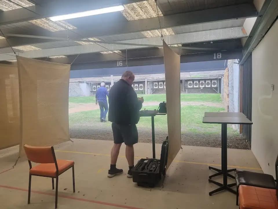 Interior view of Oakleigh Pistol Club shooting ranges facility in Melbourne
