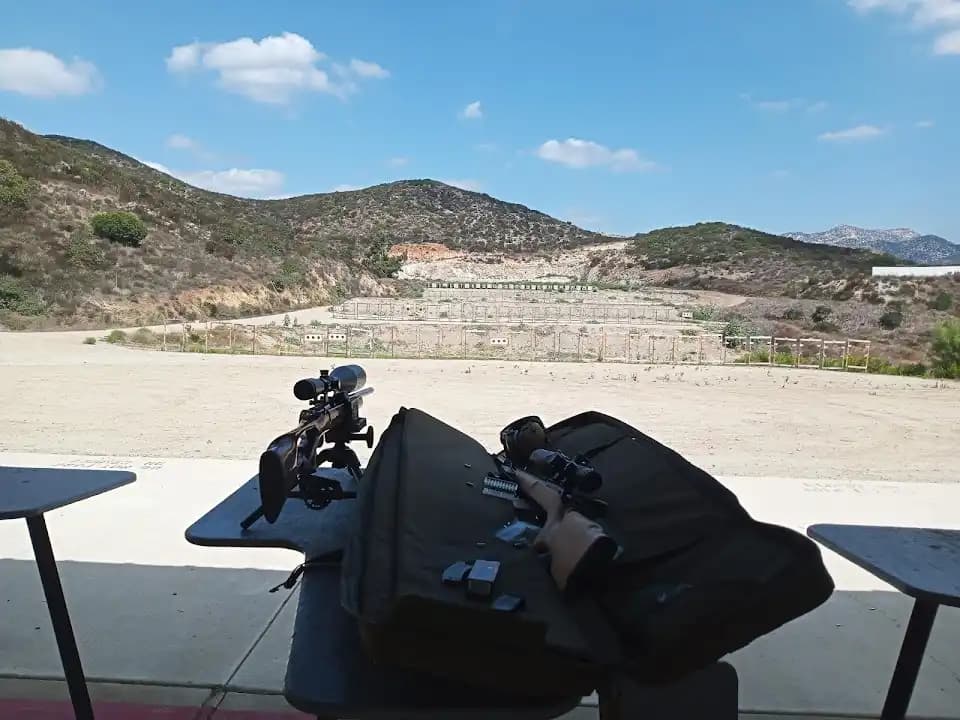 Interior view of Lemon Grove Rod & Gun Club shooting ranges facility in San Diego