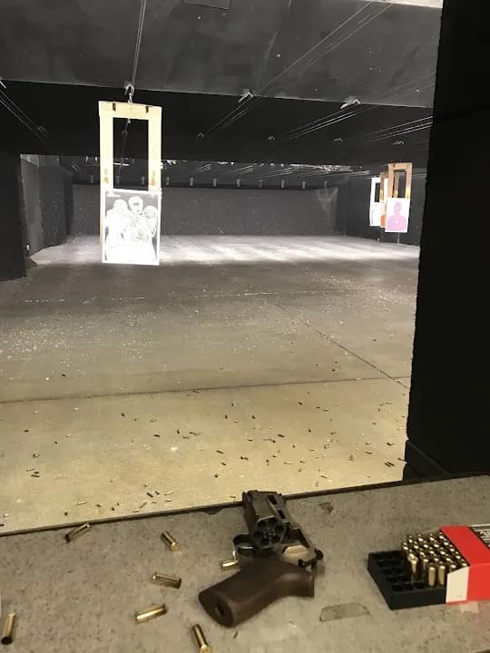Interior view of P2K Sports shooting ranges facility in San Diego