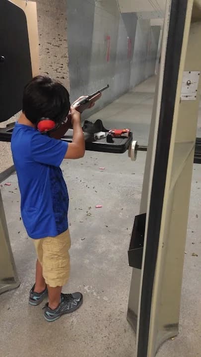 Interior view of American Shooting Center shooting ranges facility in San Diego