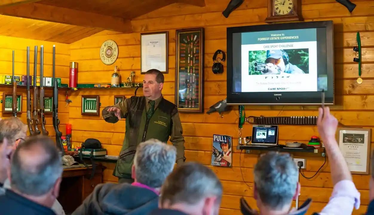 Interior view of Forrest Estate Experiences shooting ranges facility in Glasgow