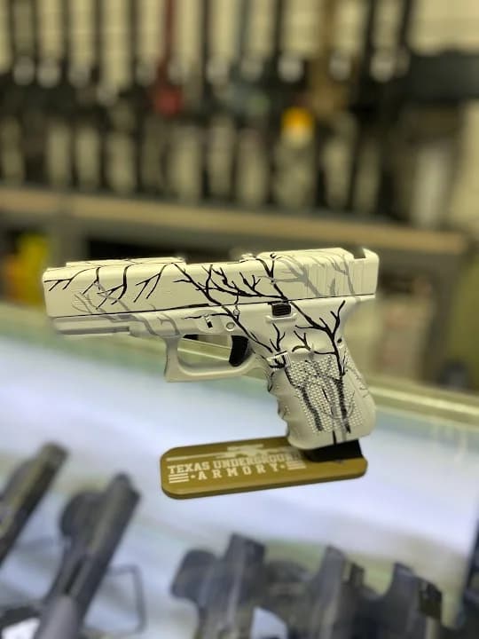 Interior view of Texas Underground Armory shooting ranges facility in Houston