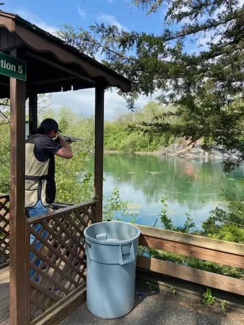 Interior view of Lehigh Valley Sporting Clays shooting ranges facility in Philadelphia