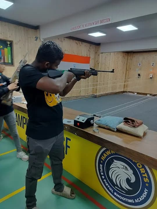 Interior view of HAWK-EYE SPORTS RIFLE AND PISTOL SHOOTING ACADEMY shooting ranges facility in Bangalore