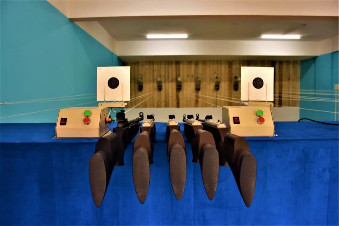 Interior view of Roriez Sports Shooting Academy shooting ranges facility in Bangalore