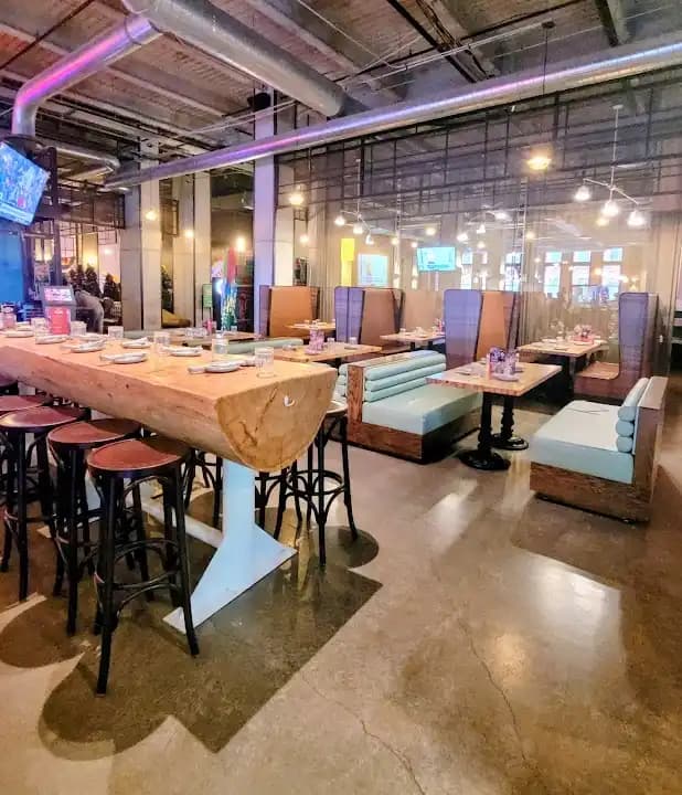 Interior view of Punch Bowl Social paintball facility in Chicago