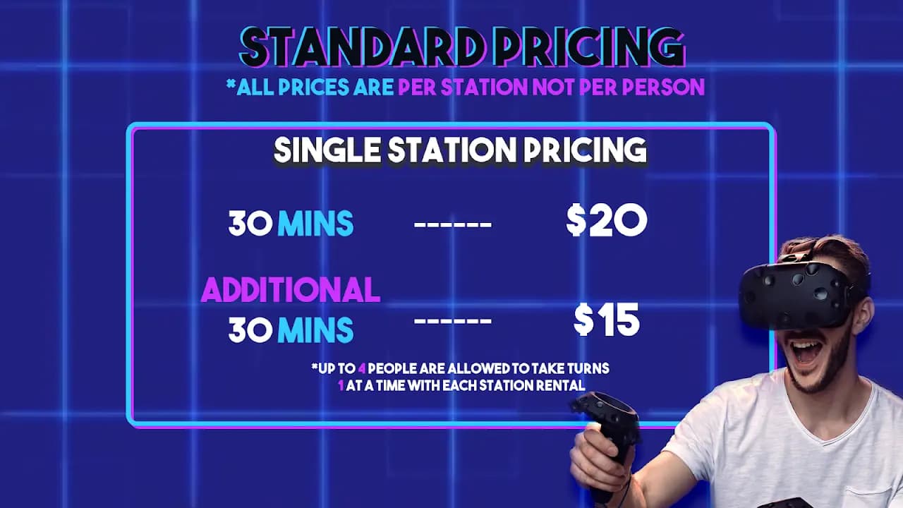 Interior view of Let's Play! VR vr games facility in San Diego