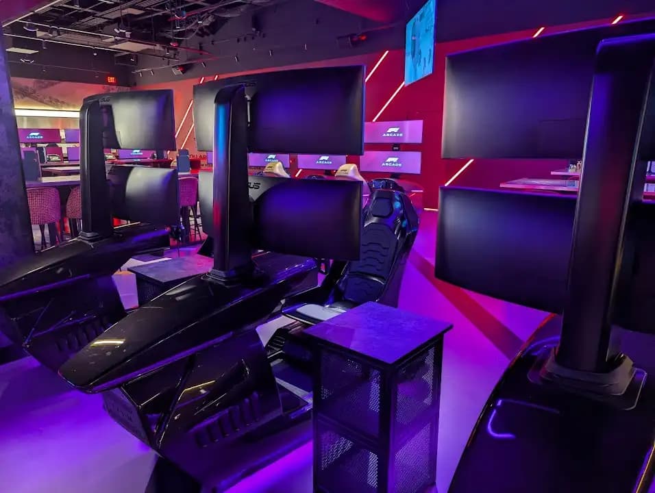 Interior view of F1 Arcade Philadelphia vr games facility in Philadelphia
