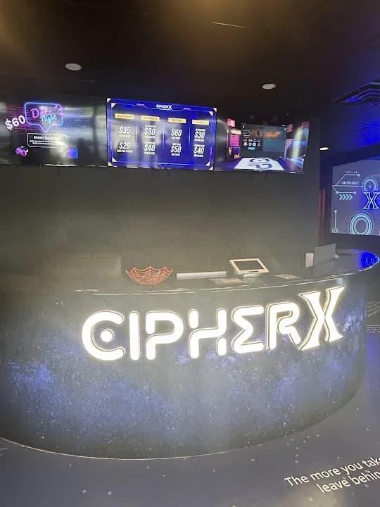 Interior view of CipherX Surrey Delta | Escape Rooms | VR | Golf Sims | X-Grid rage rooms facility in Vancouver