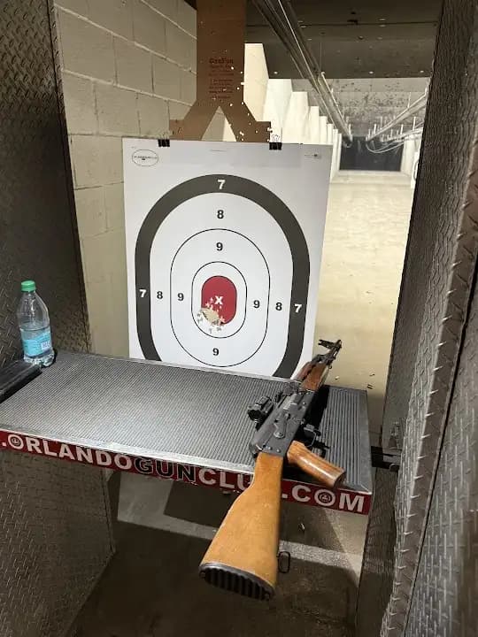 Interior view of The Orlando Gun Club shooting ranges facility in Orlando