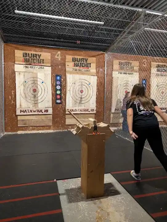 Interior view of Bury The Hatchet Old Bridge - Axe Throwing axe throwing facility in New York