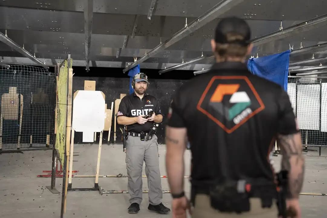 Interior view of Gritr Range shooting ranges facility in Dallas