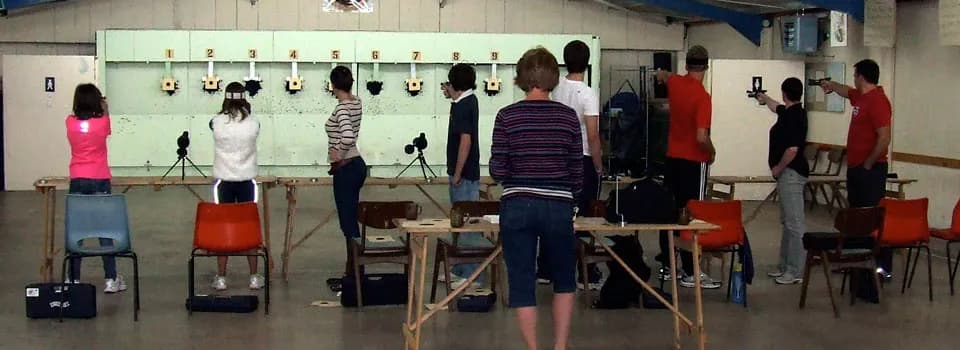 Interior view of Sutton Coldfield Rifle & Pistol Club shooting ranges facility in Birmingham