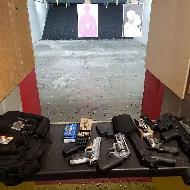 Interior view of Full Armor Gun Range shooting ranges facility in Houston