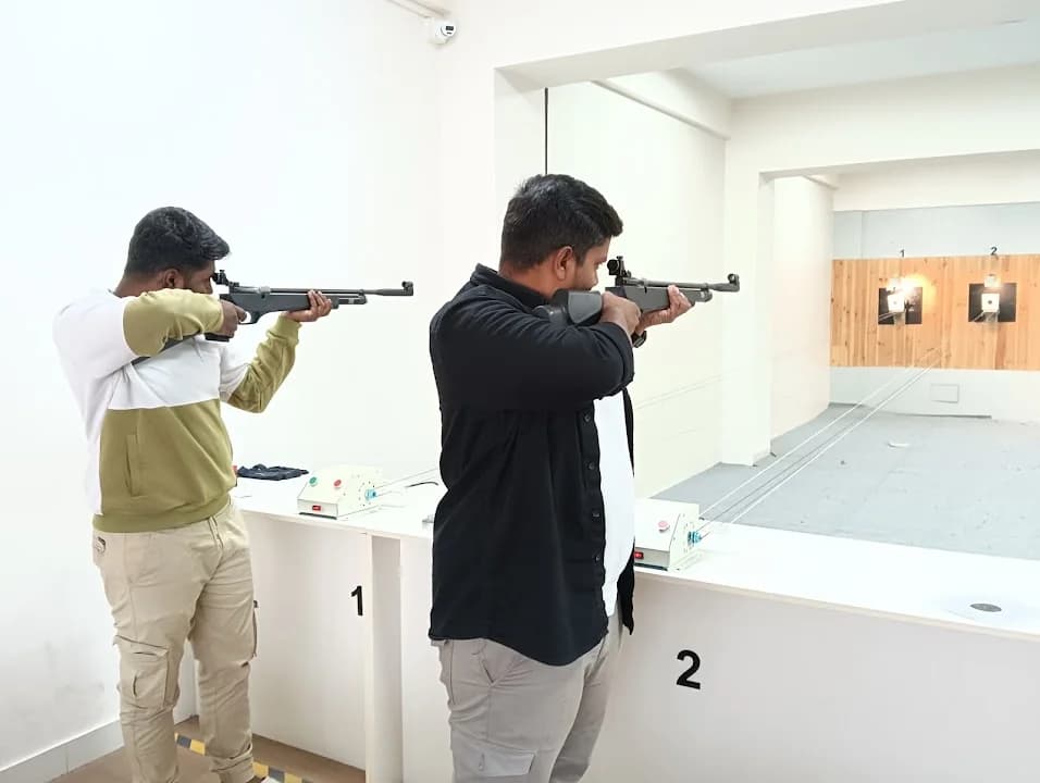 Interior view of Golden Ace Shooting Academy shooting ranges facility in Bangalore