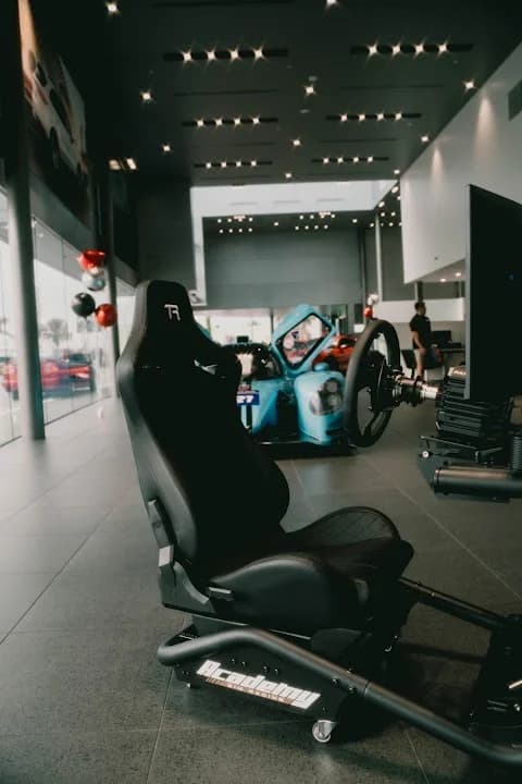 Interior view of Academy Sim Racing vr games facility in Tampa